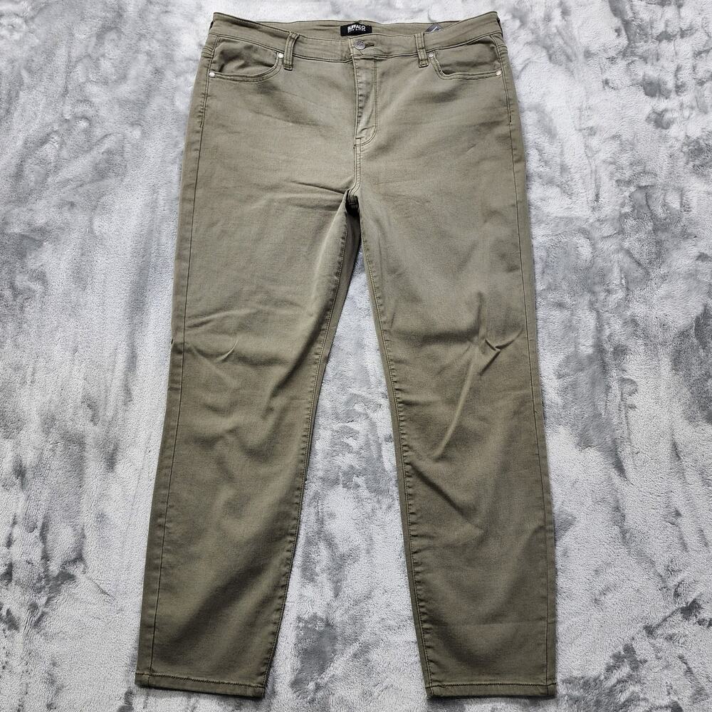 Buffalo David Bitton Jeans Women 14/34 Green Havana High Rise Soft Stretch Ankle